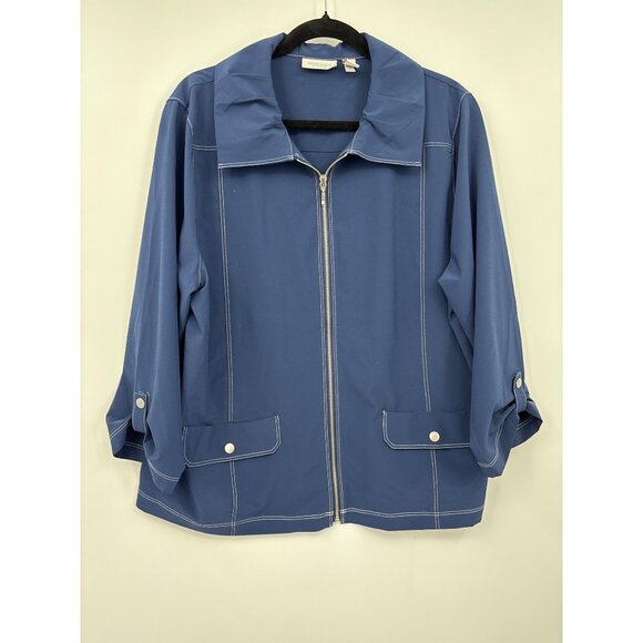 Chico's Weekends Stretch Zip Casual Jacket Blue Size 3 (16) XL - Picture 1 of 4